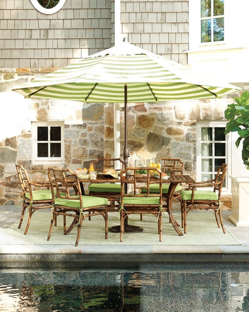 Poolside dining table with umbrella | Ballard Designs