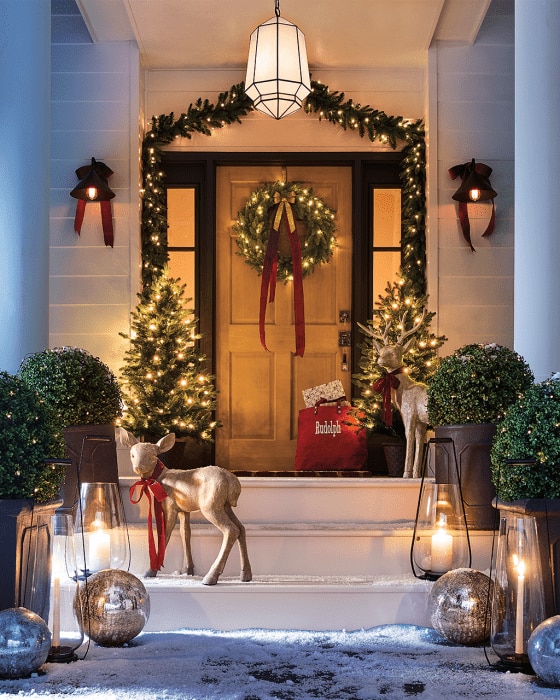 Front Door with Holiday Decorations