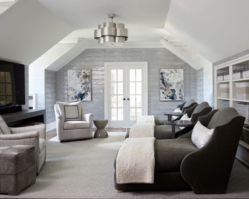 Media and family room designed by Amy Vermillion Interiors