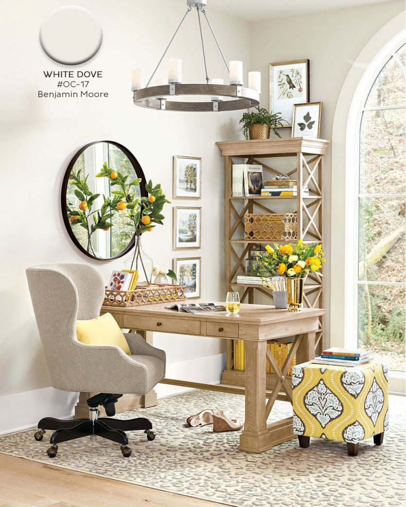 Benjamin Moore's Dove White in a home office