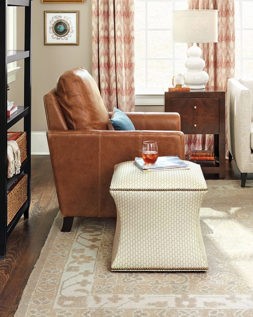 Storage cube as side table in living room