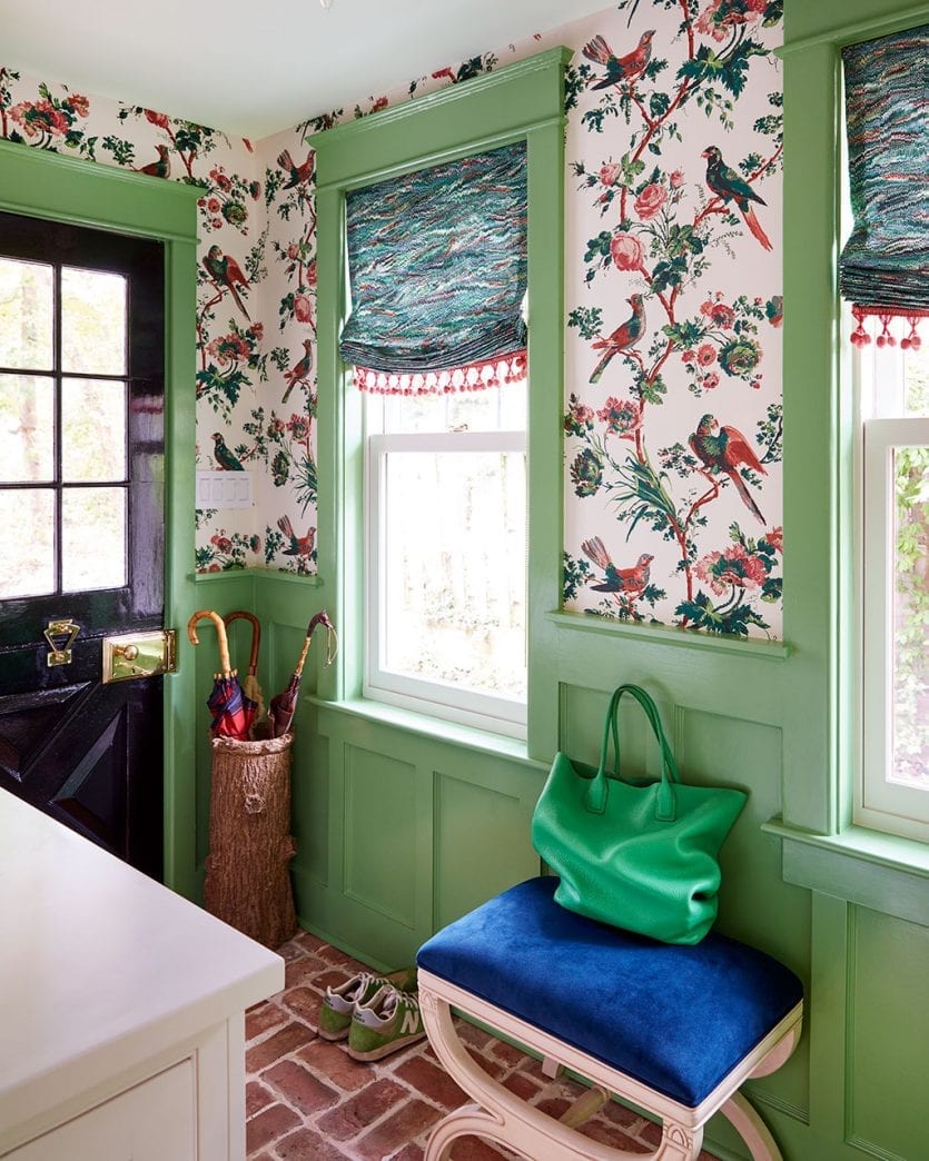 Mudroom at Eddie Ross' home Edgewood Hall, featured in House Beautiful