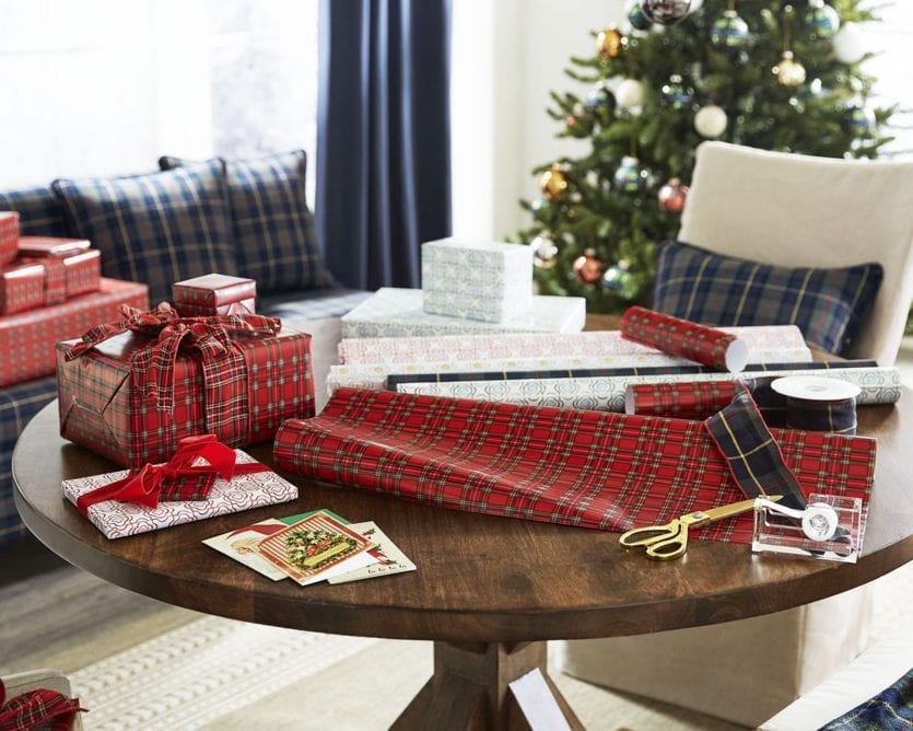 Set up a gift wrap station on the dining room table or in a guest bedroom