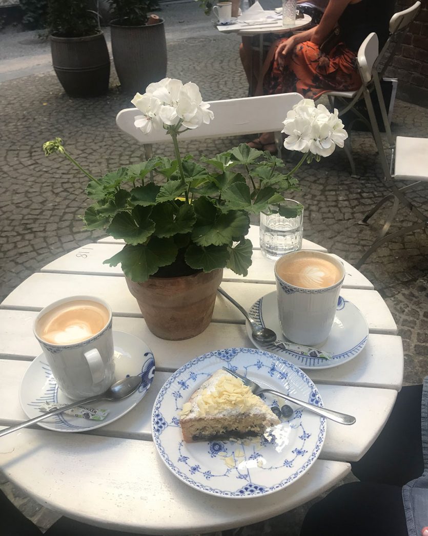 Blue and white dinnerware on one of Skye's recent trips