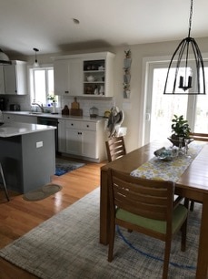 Open concept kitchen and dining room from podcast listener