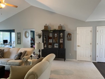 Tara's living room with tall ceiling