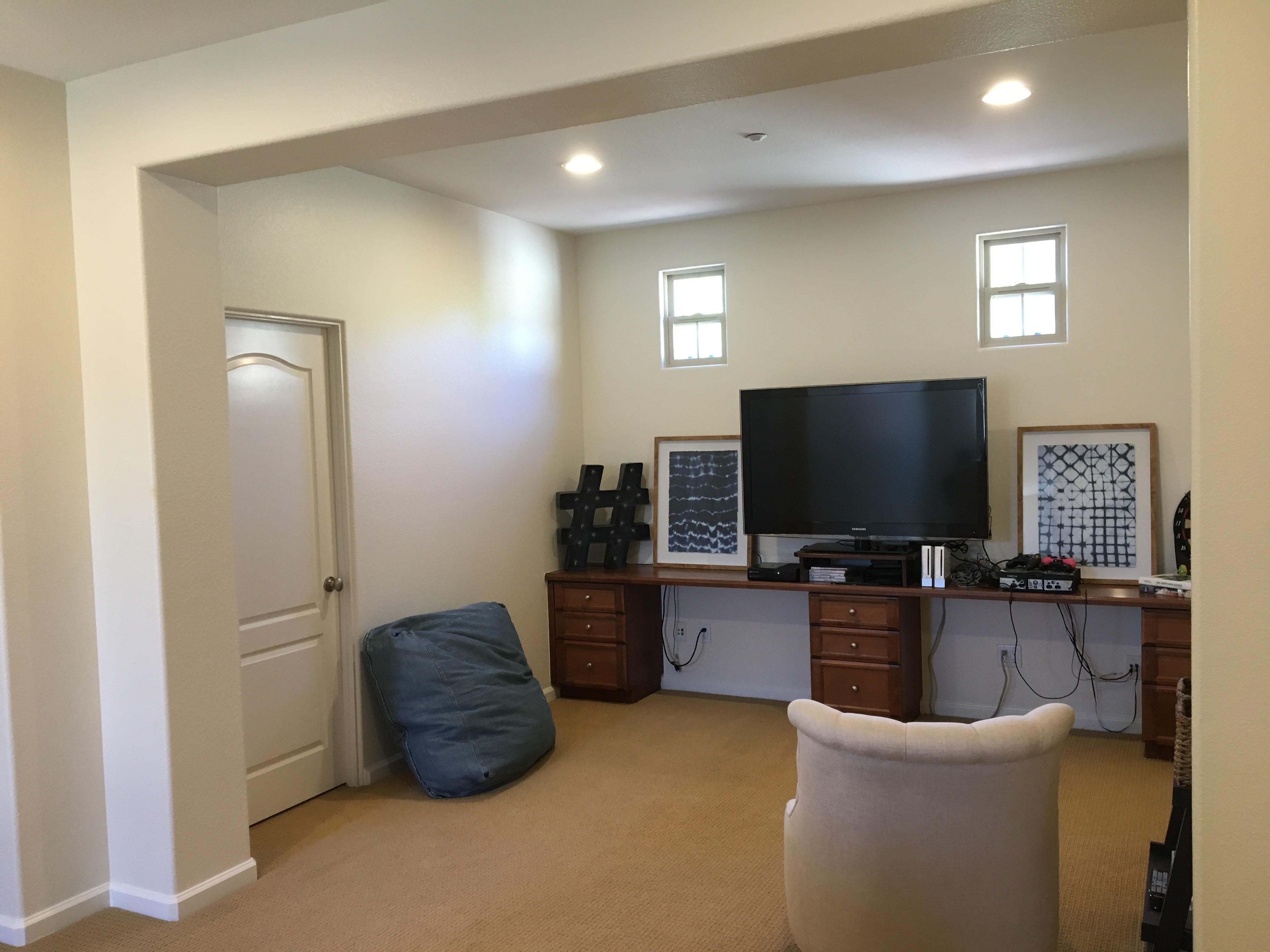 Michele's upstairs landing with built in cabinetry