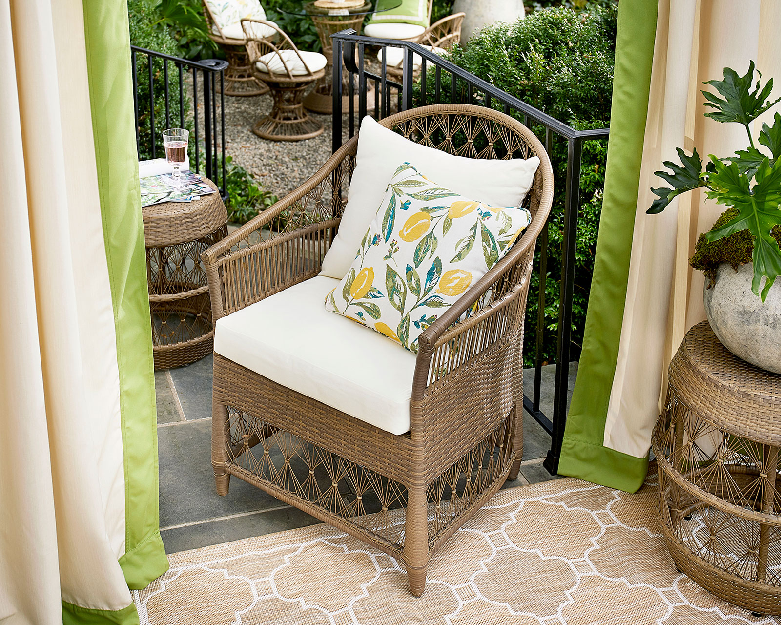 Carve out another room on your porch with an outdoor chair and outdoor table