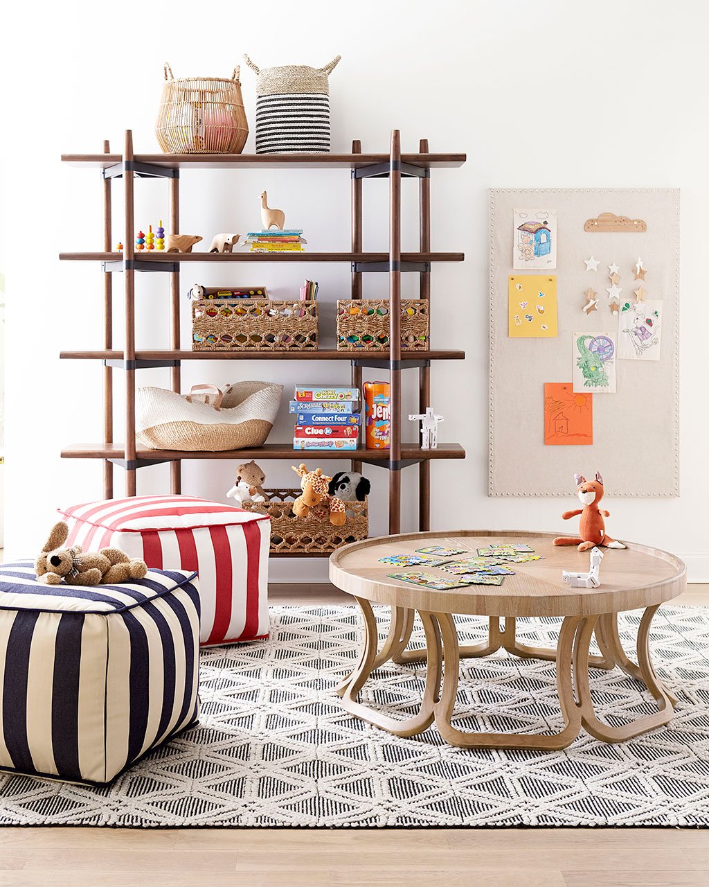 Add a play space to your home with a bookshelf and low table