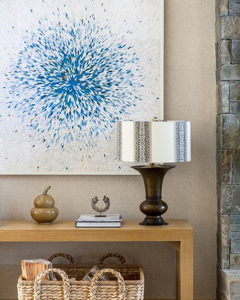 Console table in entryway designed by Markham Roberts