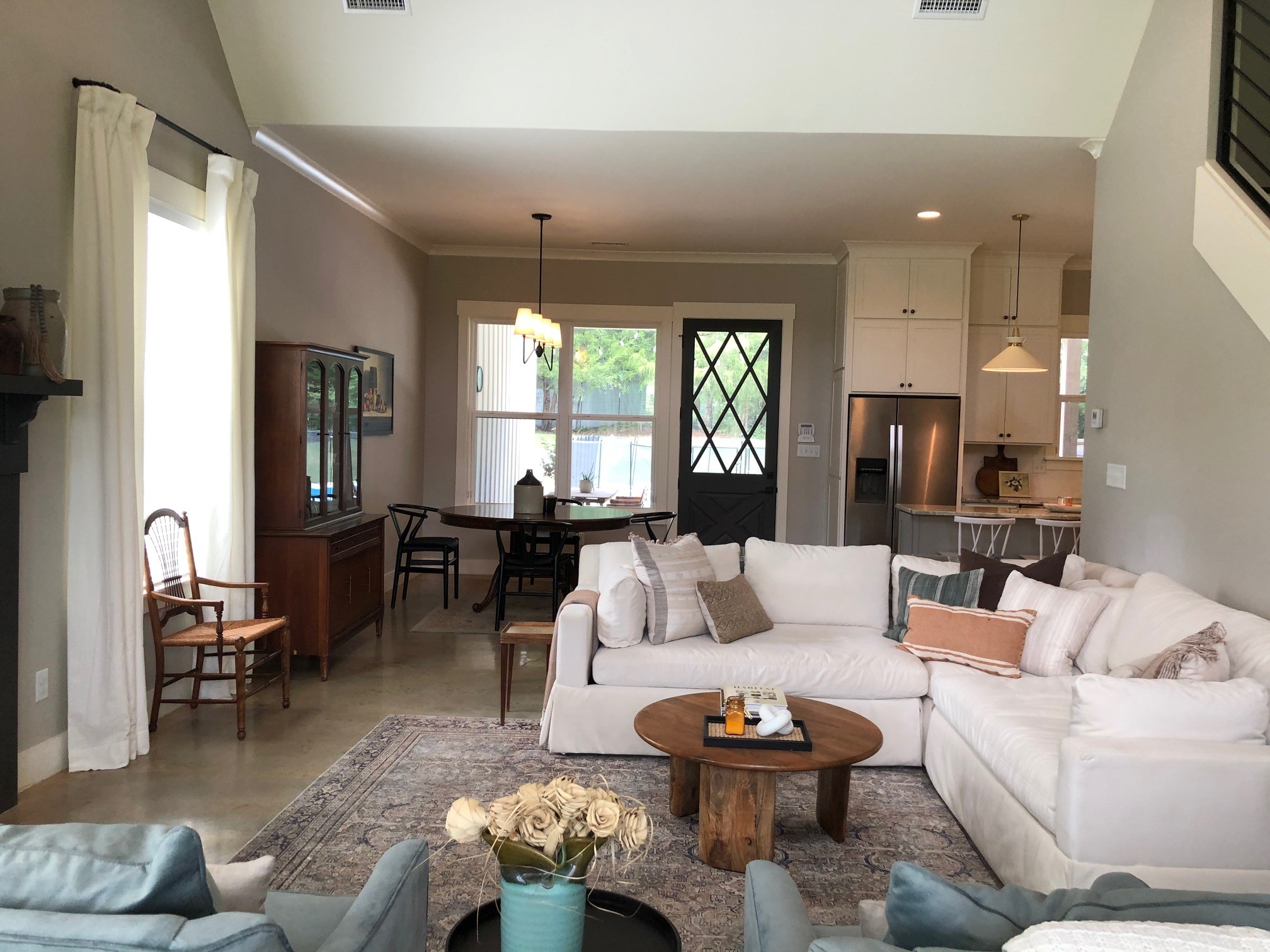 View of living room into kitchen and breakfast area