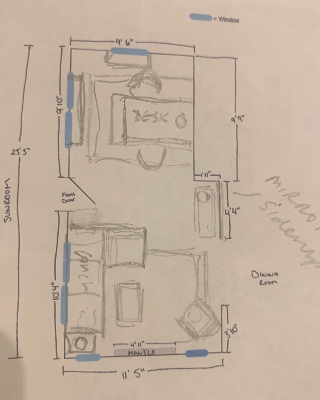 Cath Kidston's sketch for Jordan's living room