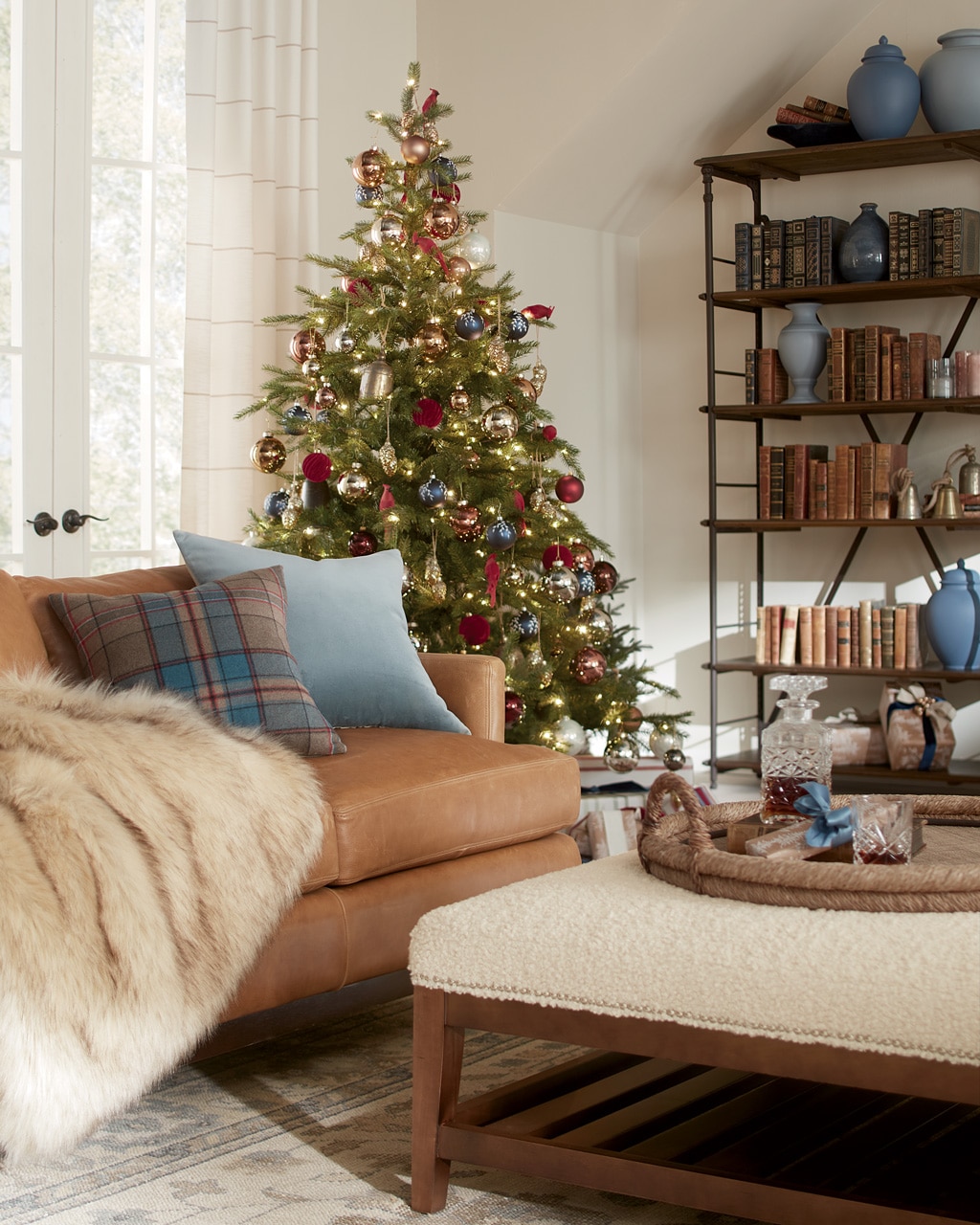 Ballard Designs cozy holiday living room