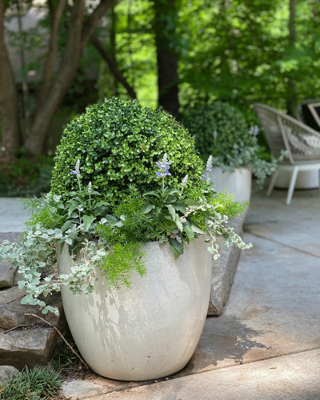 Faux boxwood topiary filler from Ballard Designs