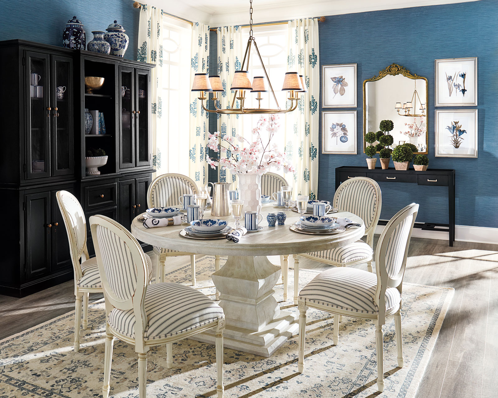 Blue rooms with dining furniture