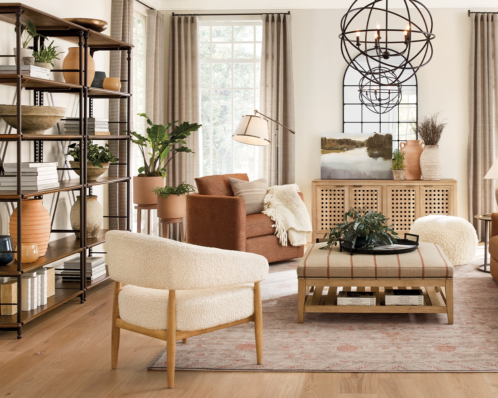 Faux Greenery in a Living Room