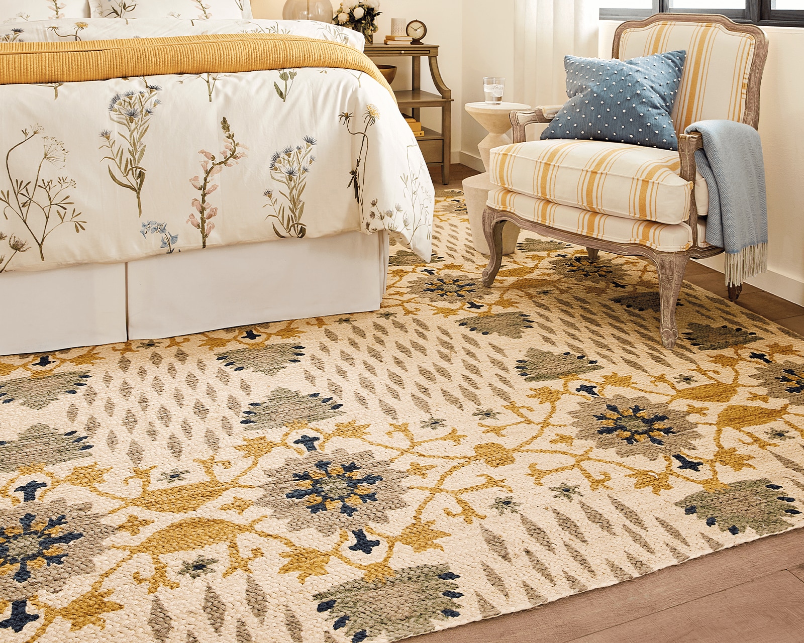 bold patterned rug