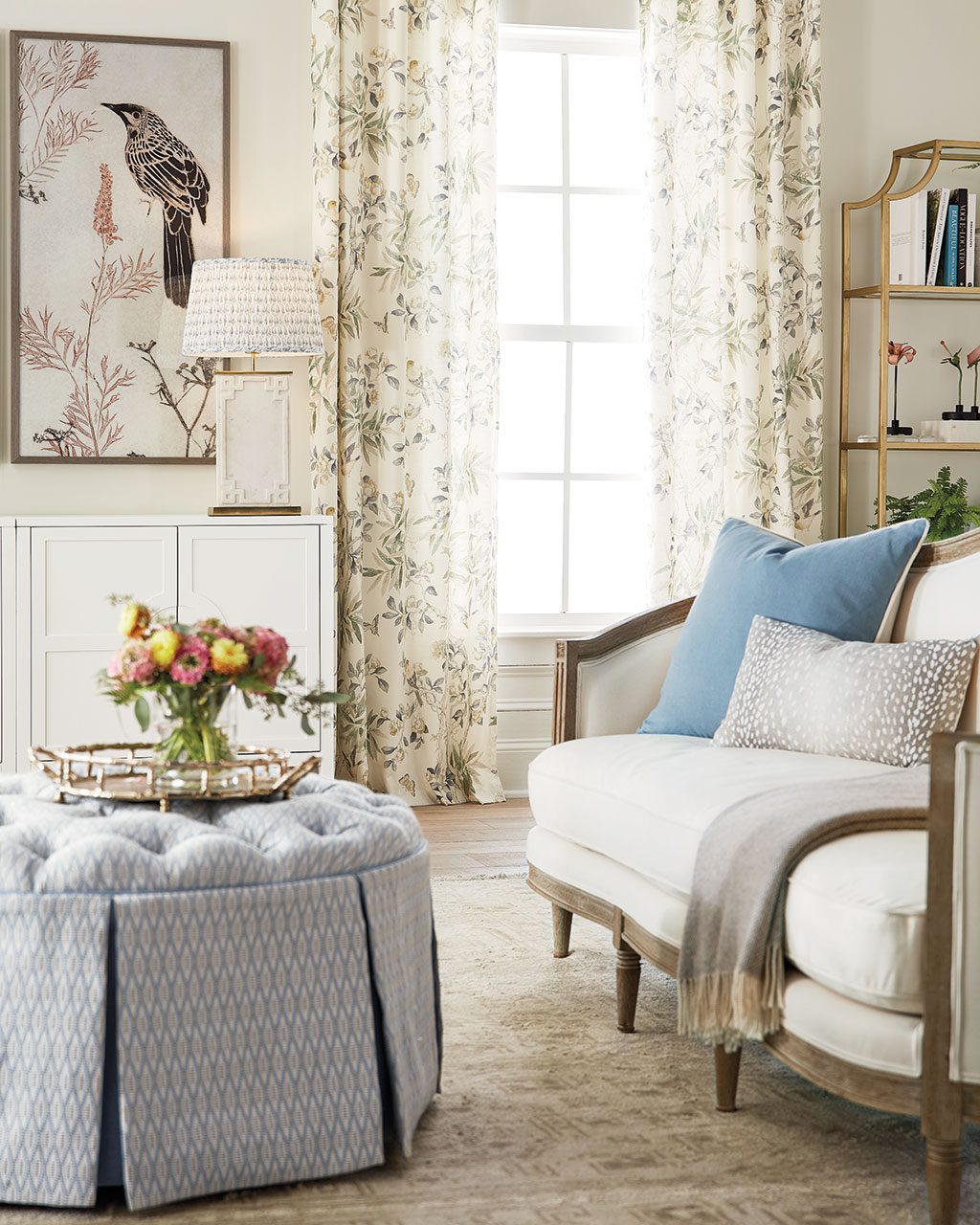 Living room with a mix of different styles from Ballard Designs